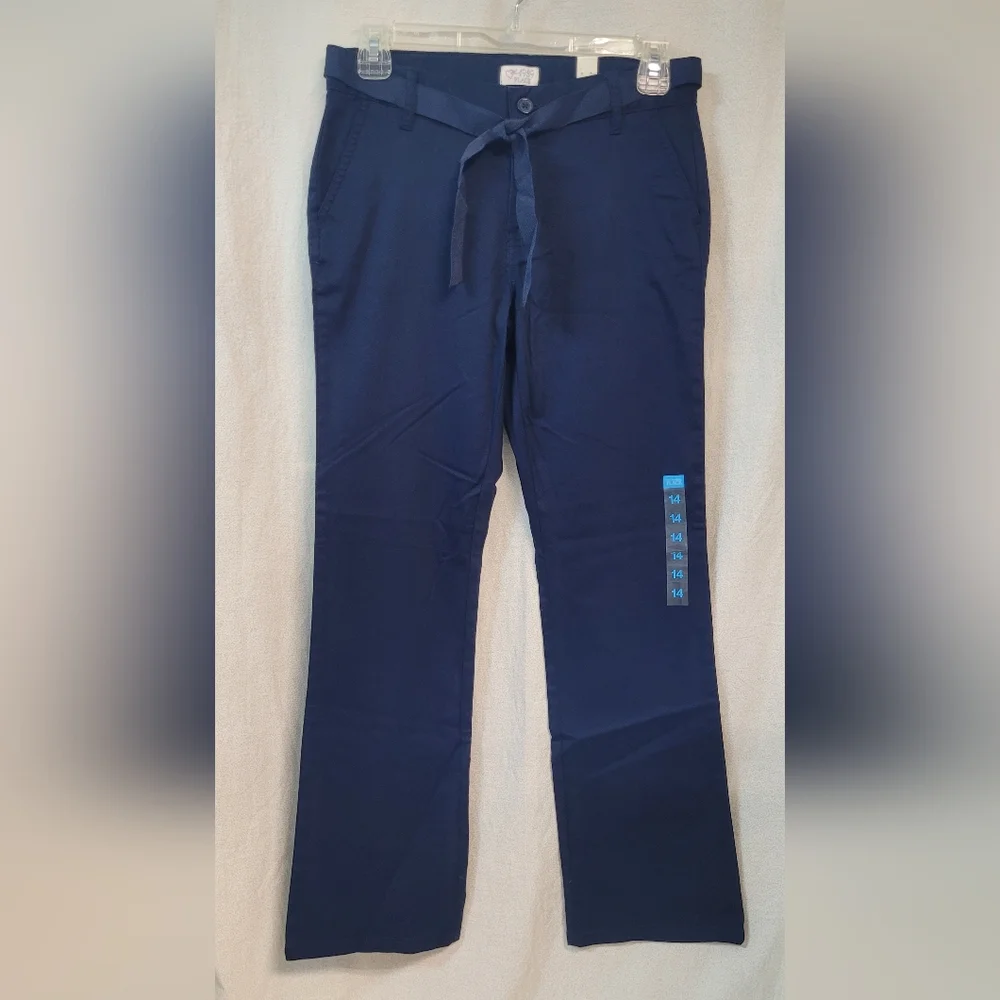 NEW!Children's Place Girls Size 14 Navy Blue Flared Pants Preppy School Casual
